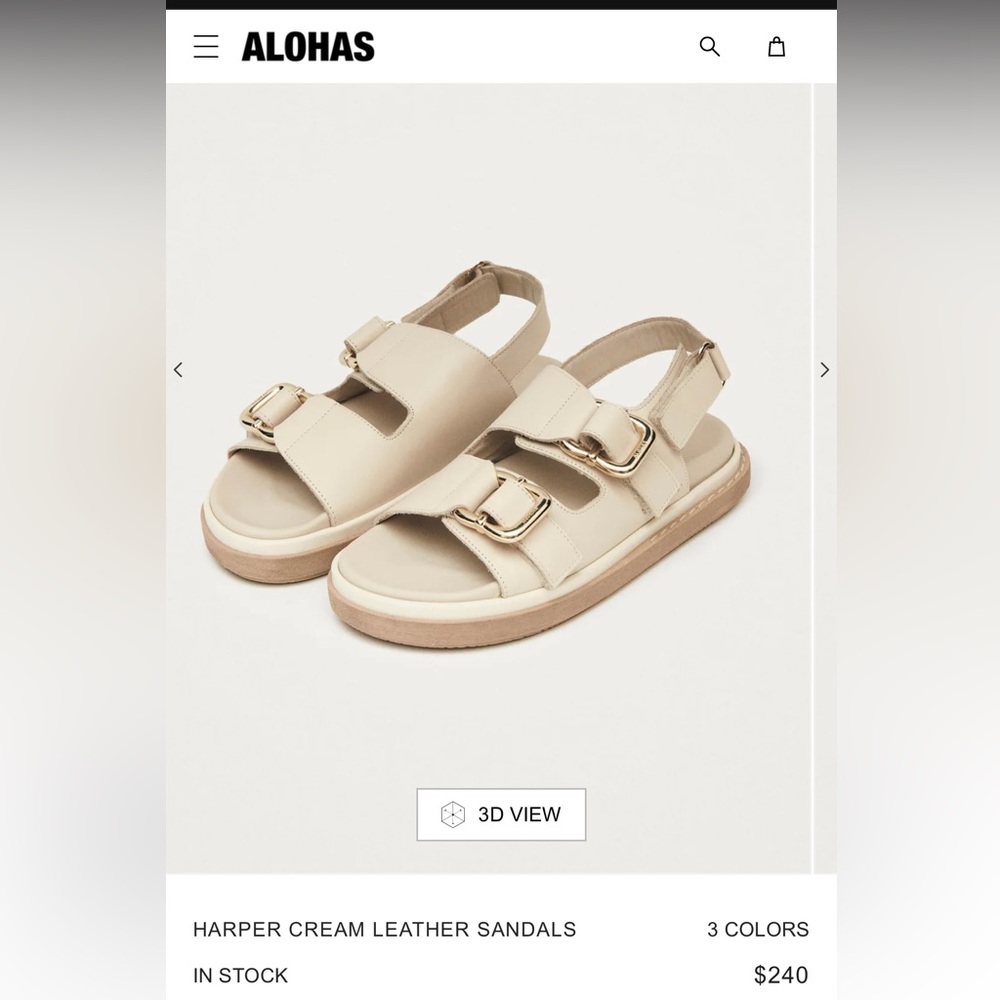 ALOHAS Harper cream leather chunky sandals